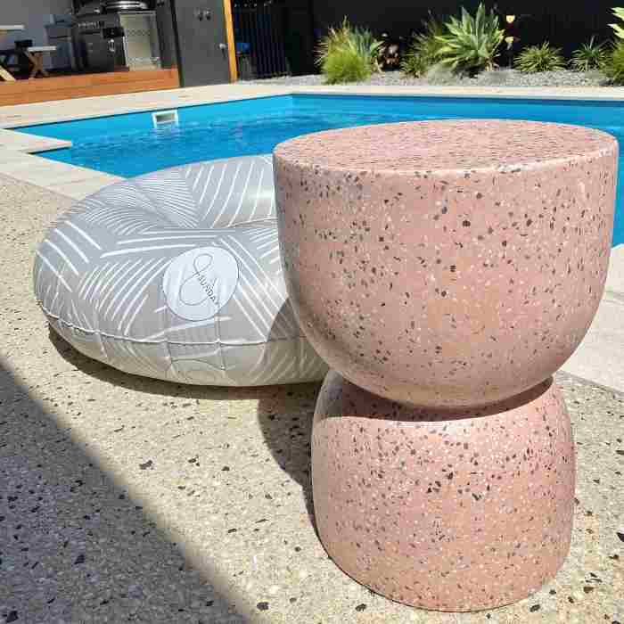Concrete Hourglass Stool Pink Terrazzo