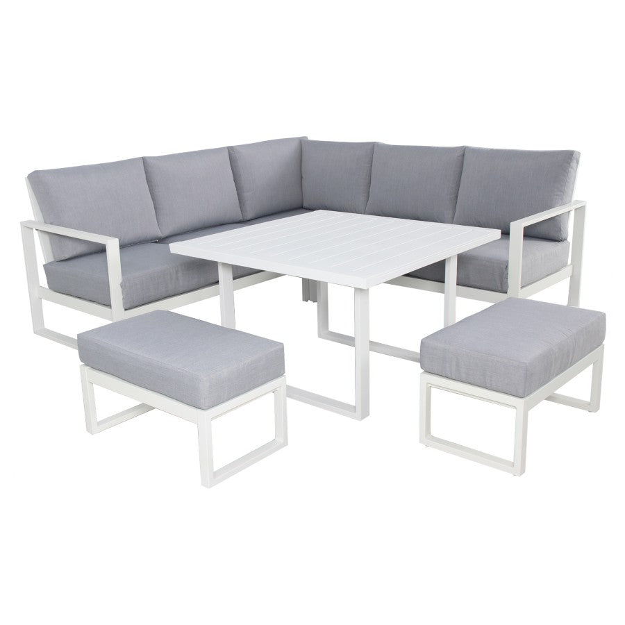 White aluminium outlet outdoor setting