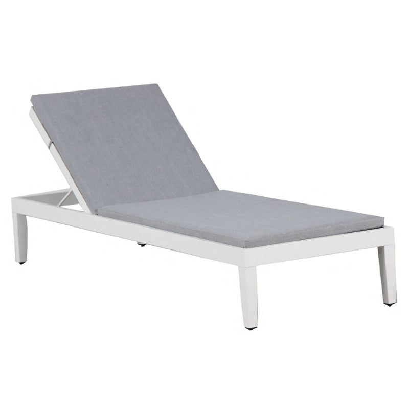 Aluminium Pool Sun Lounge with cushion - White