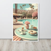 Poolside Breakfast in Palm Springs Framed Art Print