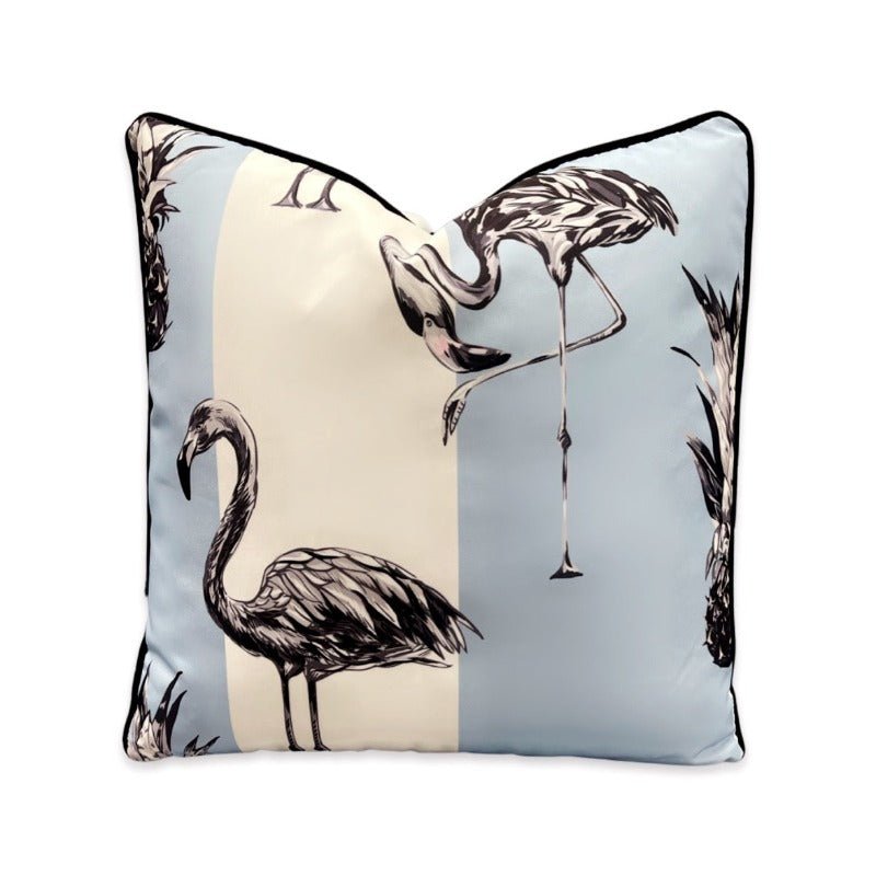 Baby Blue Flamingo - reverse stripe - Outdoor Pillow Cushion