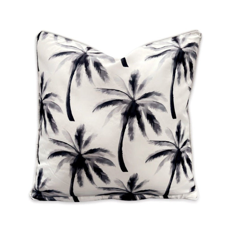 Black & White Palm - reverse print - Outdoor Pillow Cushion