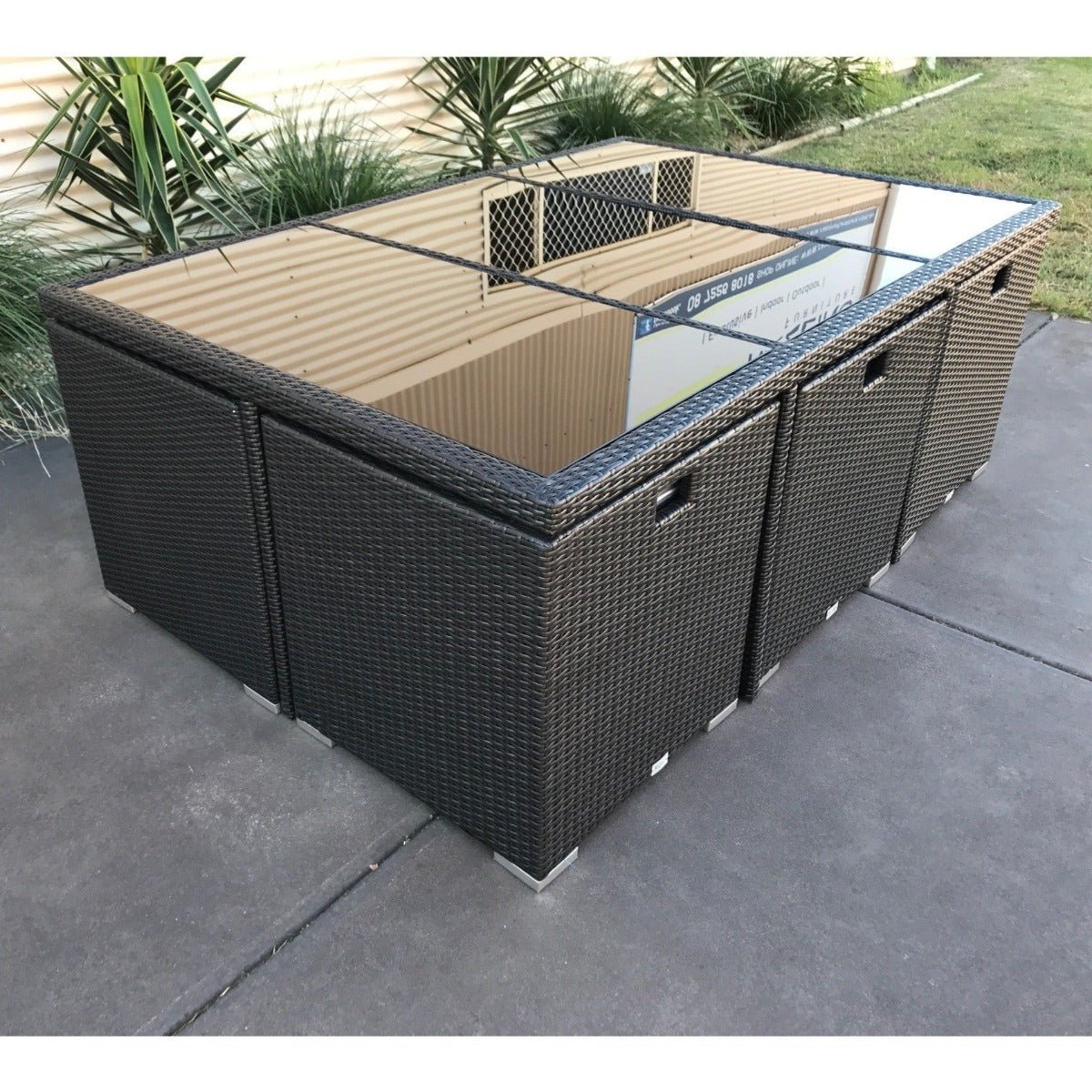 11pc SIROCCO Outdoor Rattan Cube Fold Away Dining Set Razzino Furniture