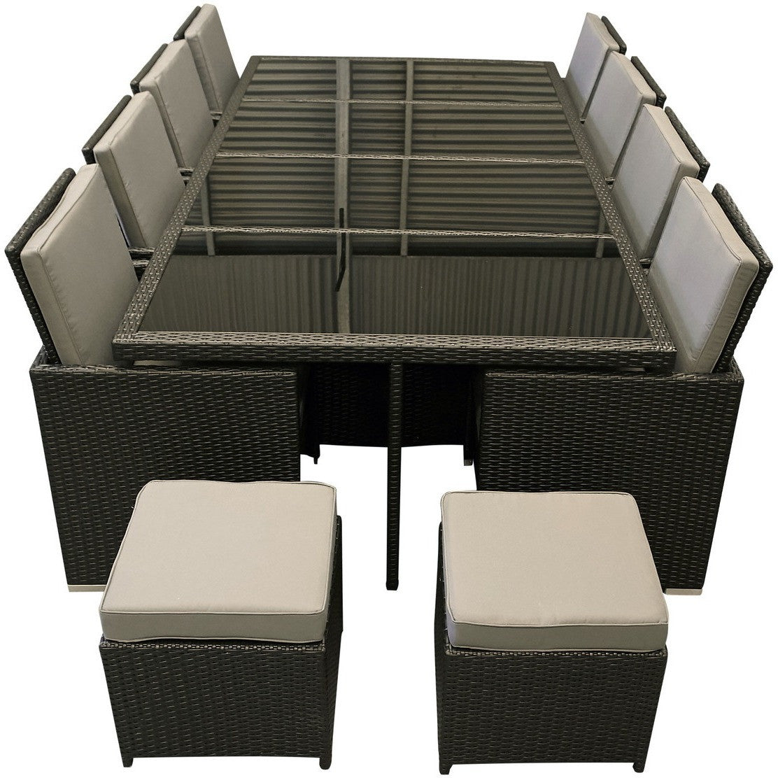 13pc SIROCCO Outdoor Rattan Cube Fold Away Dining Set