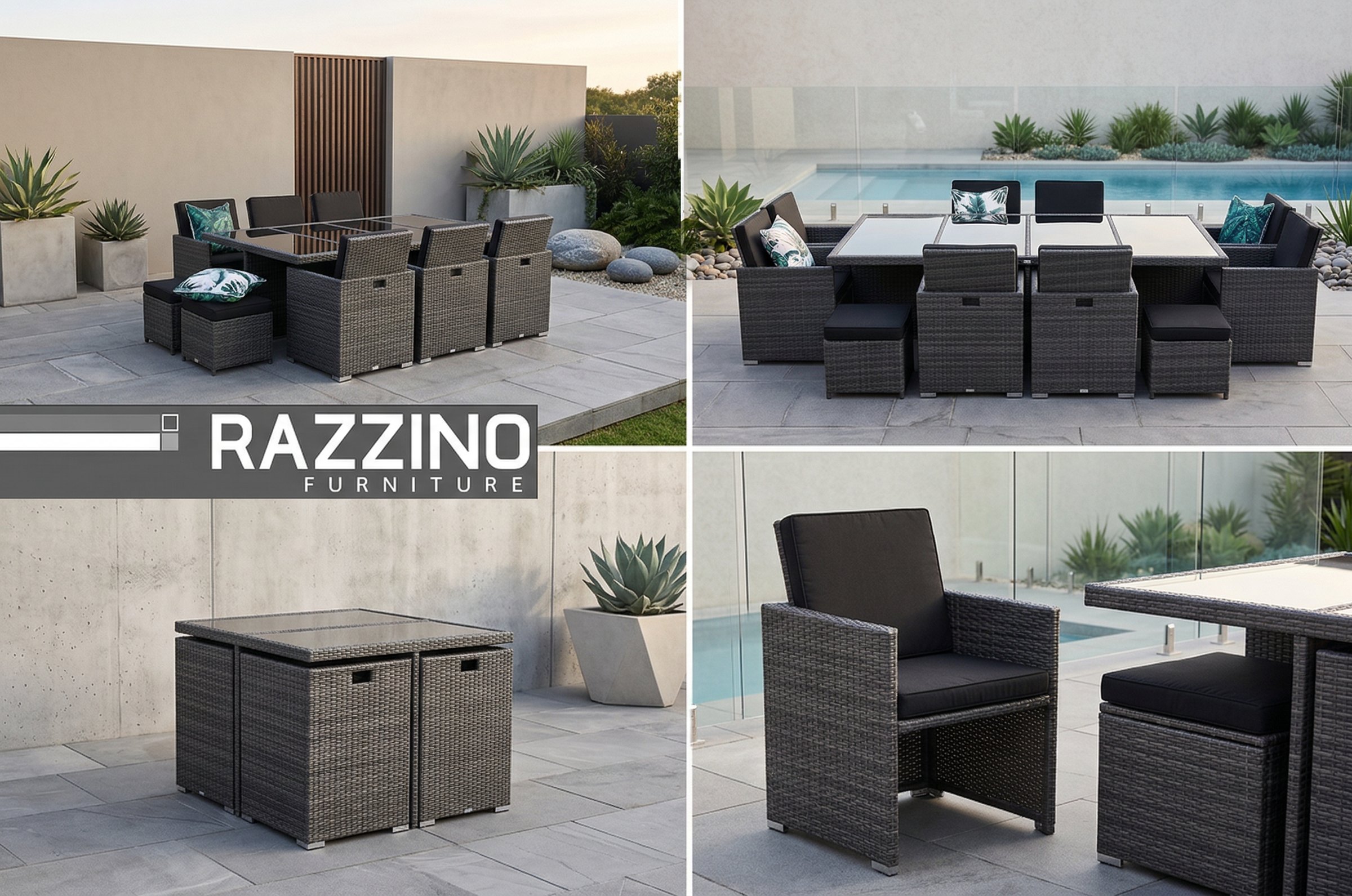 13pc SIROCCO Outdoor Rattan Cube Fold Away Dining Set - Razzino Furniture