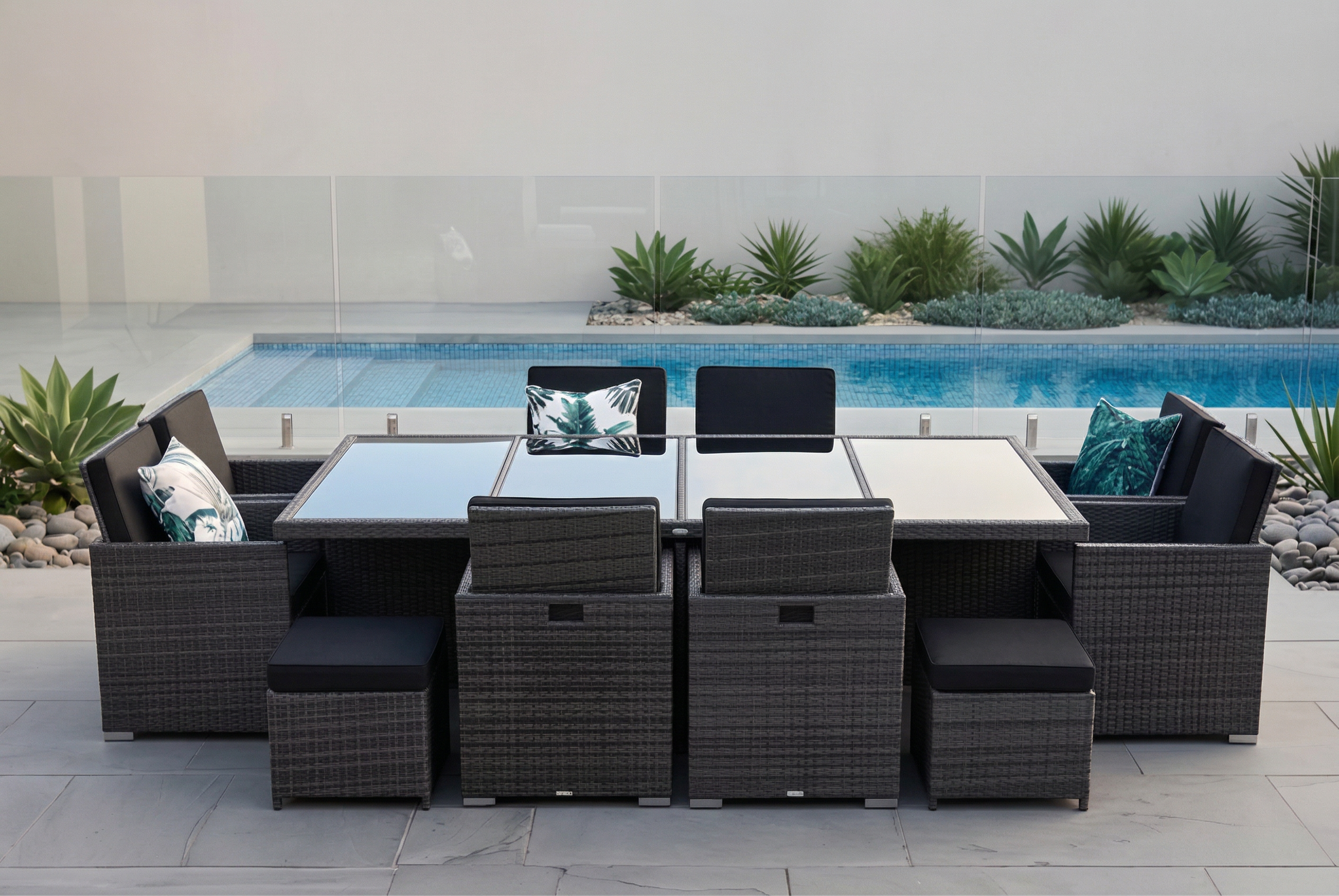 13pc SIROCCO Outdoor Rattan Cube Fold Away Dining Set - Razzino Furniture