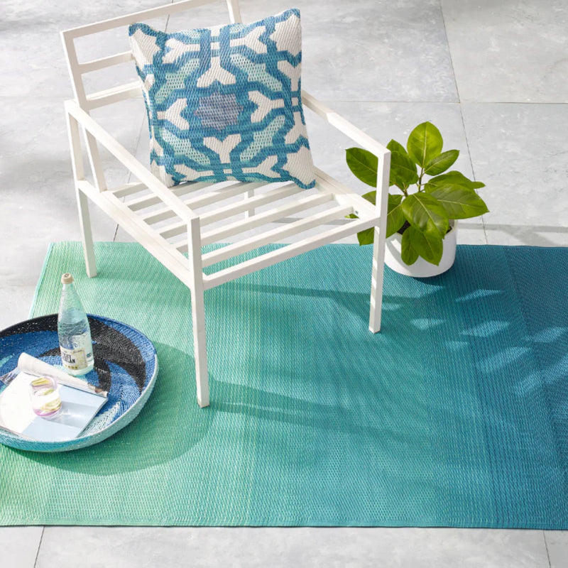 Eco Friendly Outdoor Rug - Big Sur Modern Blue Gradient