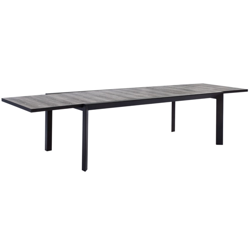 Ex-Display Carlo Outdoor Extension Dining Table 2200-3400mm - CERAMIC TILE SLAT TOP - GUNMETAL