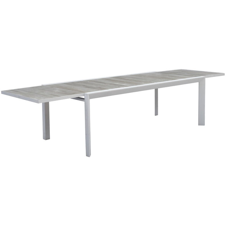 Carlo Ceramic Top Outdoor Extension Dining Table 2200 -> 3400mm - WHITE