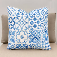 Moroccan Blue Watercolor Pattern Outdoor Cushion