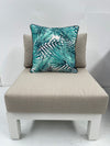 Fresh Palms in Turquoise Green & Beige Outdoor Pillow Cushion