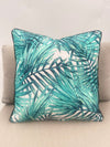 Fresh Palms in Turquoise Green & Beige Outdoor Pillow Cushion