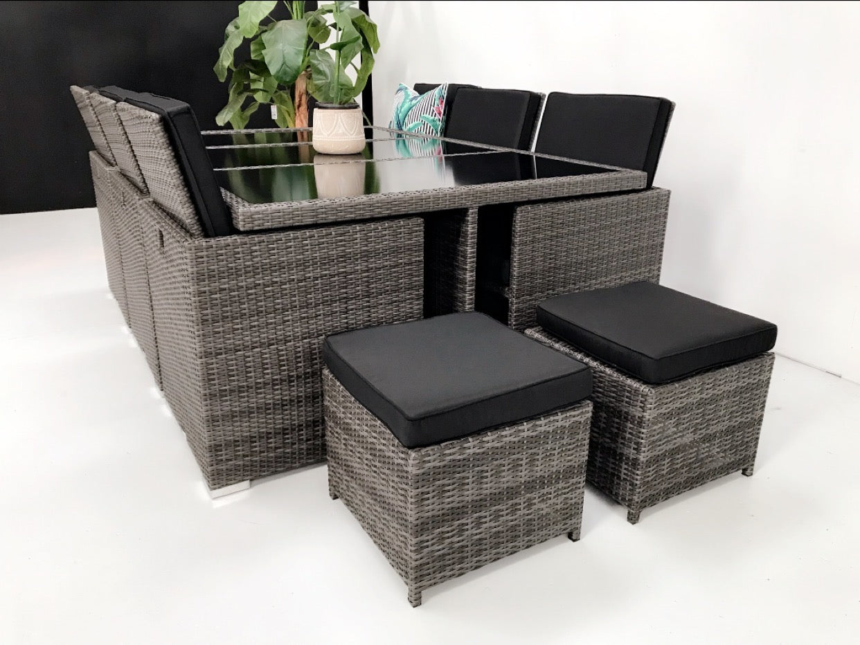 11pc SIROCCO Outdoor Rattan Cube Fold Away Dining Set - Razzino Furniture