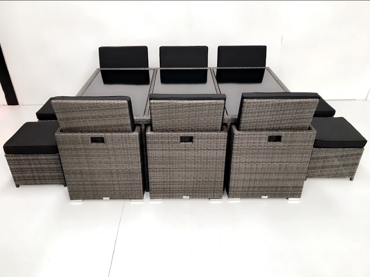 11pc SIROCCO Outdoor Rattan Cube Fold Away Dining Set - Razzino Furniture