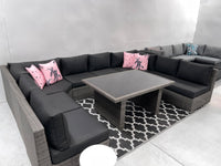 8pc XL AMALFI Outdoor Rattan Multi Way U Modular Lounge - Razzino Furniture