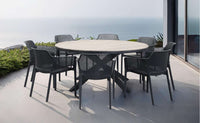 Round 9pc Outdoor Dining Set - Martic - Gunmetal Grey - 8 seats