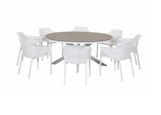 Round Outdoor Dining Table - Martic - 1660mm D - White