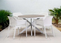 Round Outdoor Dining Table - Martic - 1105mm D - White
