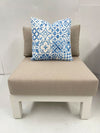 Moroccan Blue Watercolor Pattern Outdoor Pillow Cushion