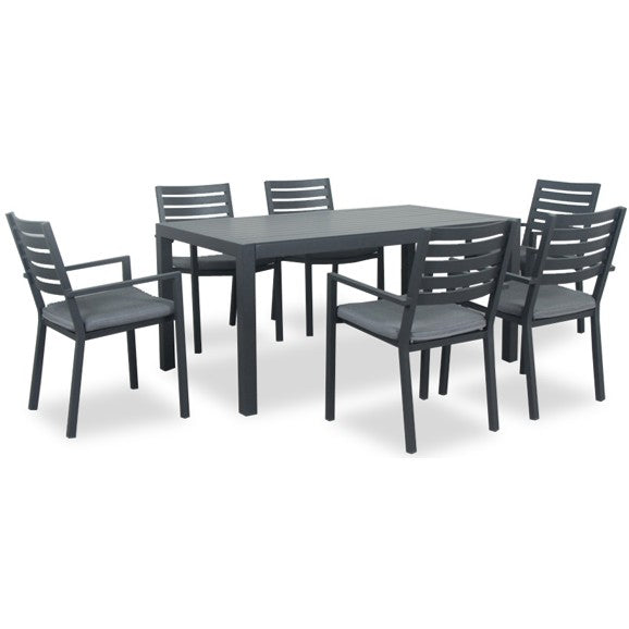 Oslo 7pc Aluminium Dining Set with Como Chairs - Gunmetal