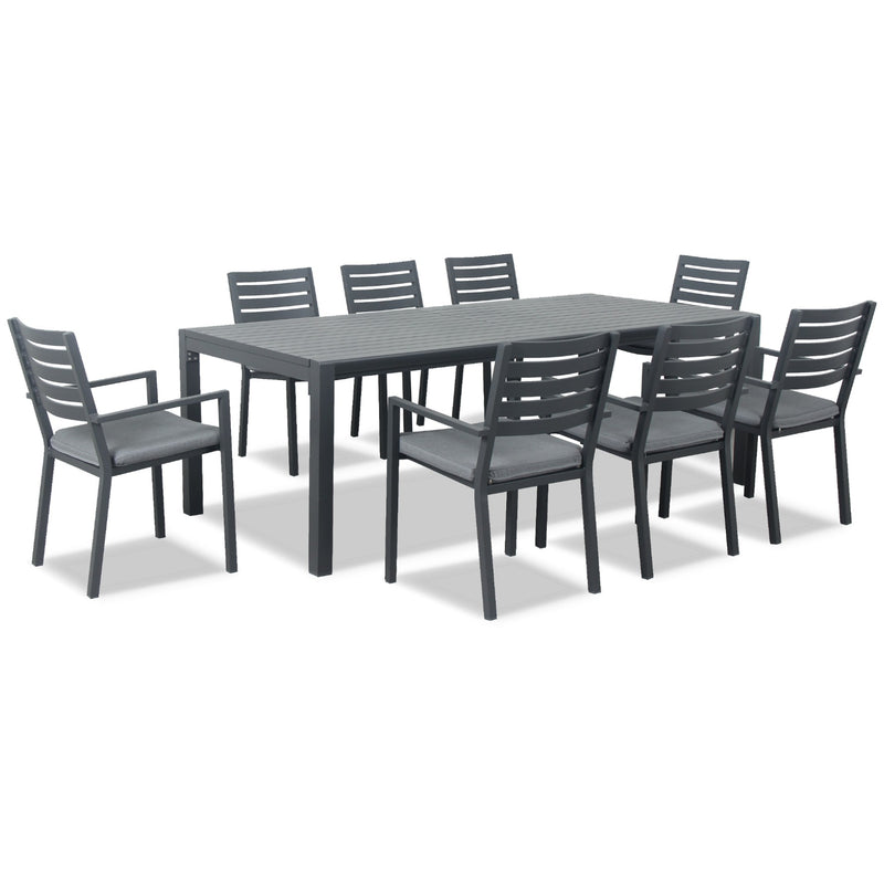 Oslo 9pc Aluminium Dining Set with Como Chairs - Gunmetal
