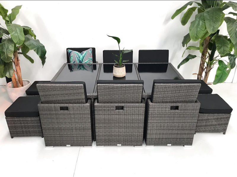 11pc SIROCCO Outdoor Rattan Cube Fold Away Dining Set - Razzino Furniture