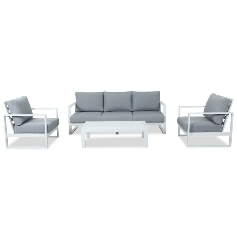 Primo 4pc Triple Seat Aluminium Outdoor Lounge Setting - White