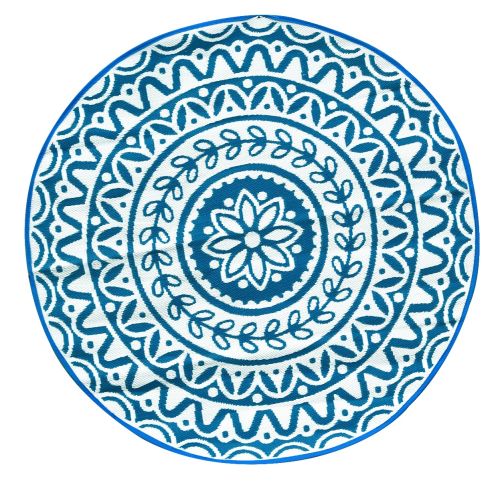 Eco Circle Outdoor Rug - Pushpa Blue and White Floral