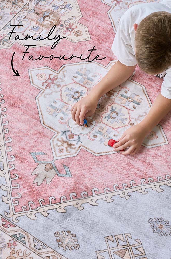 Revive Avril Rose Rug - Machine Washable