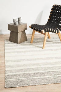 Skandi - Grey & White Braid Weave Wool Rug