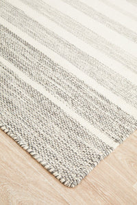 Skandi - Grey & White Braid Weave Wool Rug