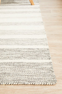 Skandi - Grey & White Braid Weave Wool Rug