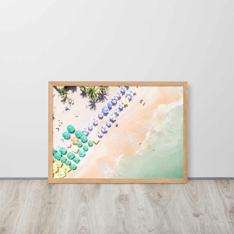 Bahia Beach Umbrellas Framed Art Print - Landscape