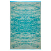 Eco Friendly Outdoor Rug - Abstract - Teal & White