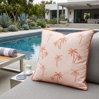 Sorbet Orange Palms Outdoor Pillow Cushion