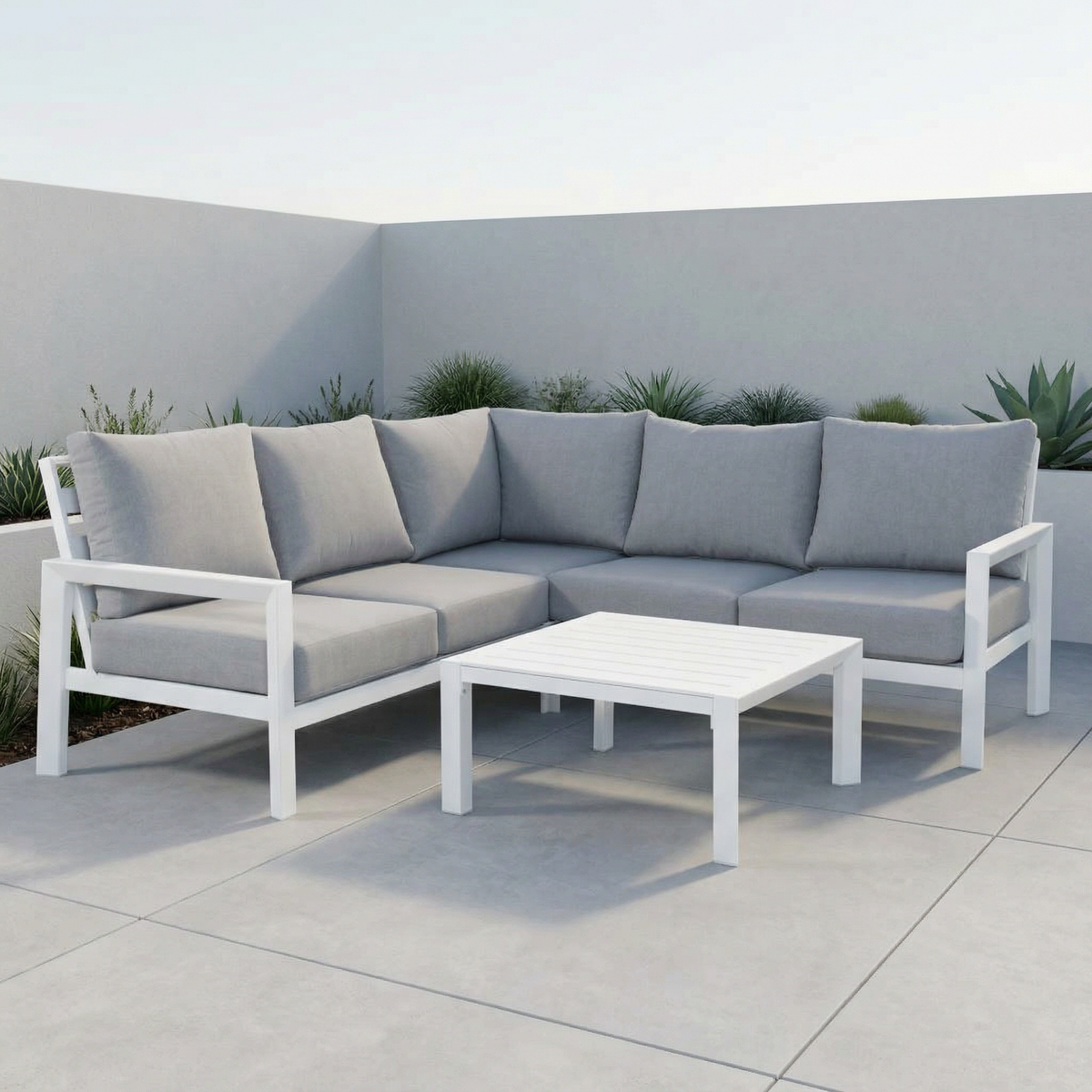 OSLO L Aluminium Outdoor Lounge Set - WHITE - Razzino Furniture
