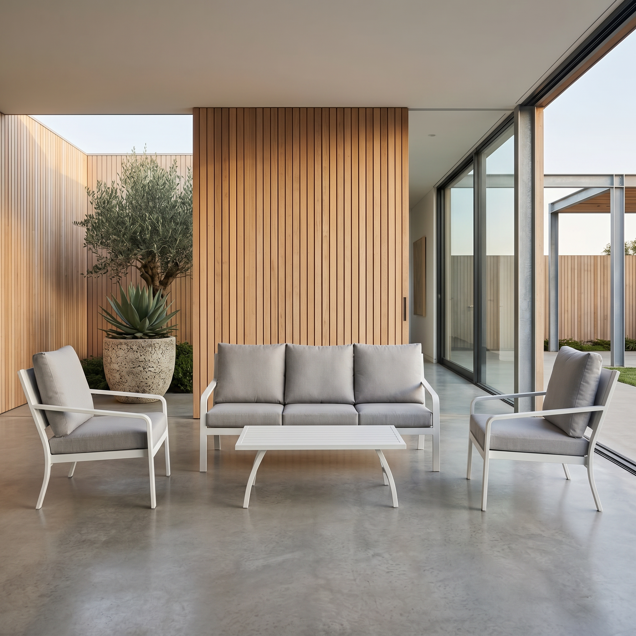 EURO 4pc Aluminium Outdoor Triple Lounge Set - Razzino Furniture
