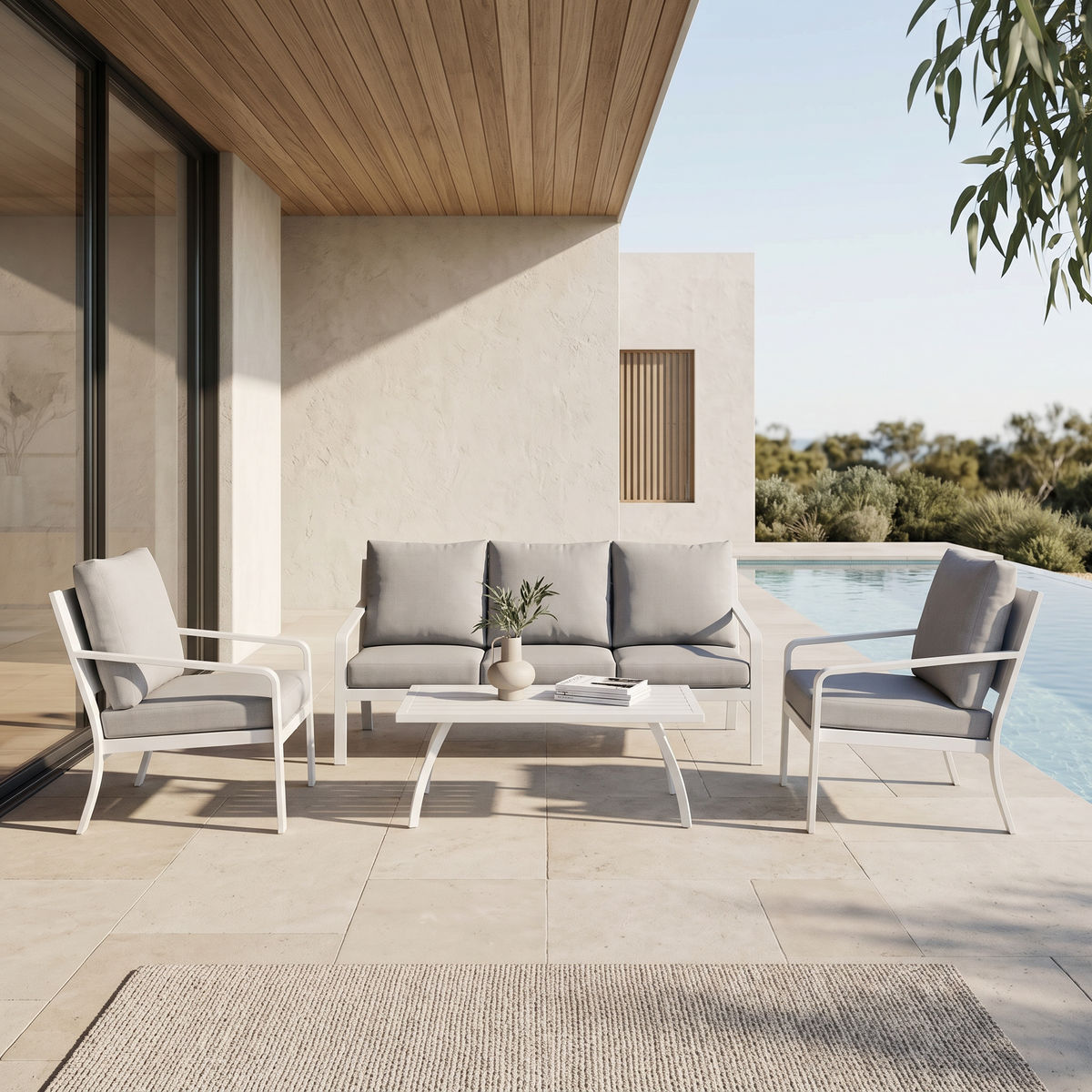 EURO 4pc Aluminium Outdoor Triple Lounge Set - Razzino Furniture