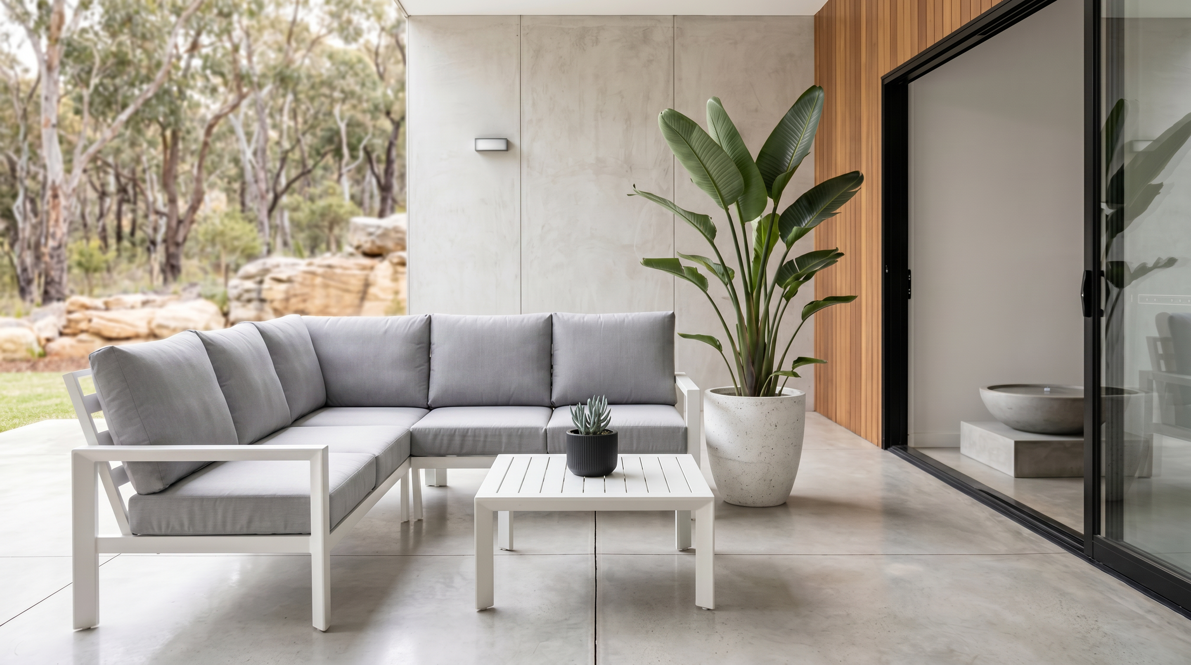 OSLO L Aluminium Outdoor Lounge Set - WHITE - Razzino Furniture