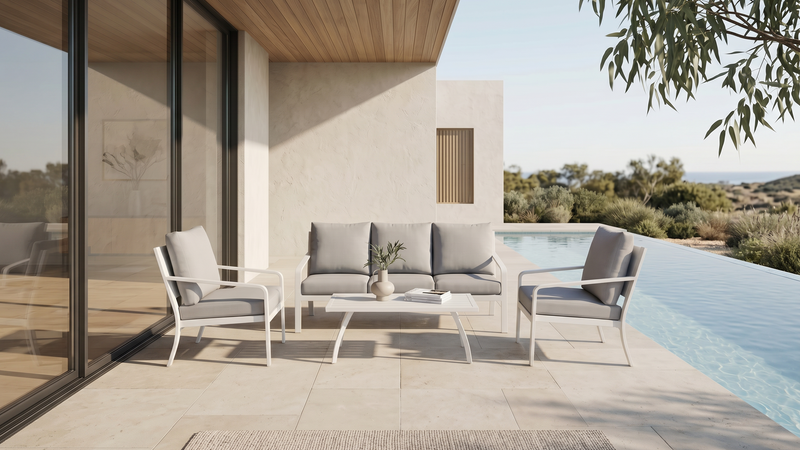 EURO 4pc Aluminium Outdoor Triple Lounge Set - Razzino Furniture
