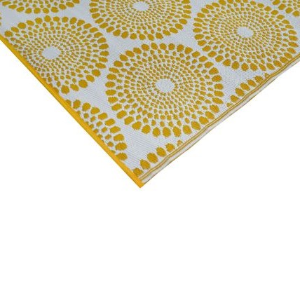 Eco Friendly Outdoor Rug - Daisies Yellow and White