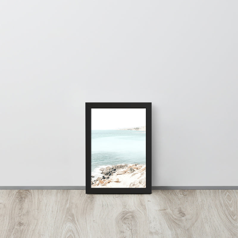 Coastal Beach Rocky Scenery Framed Art Print
