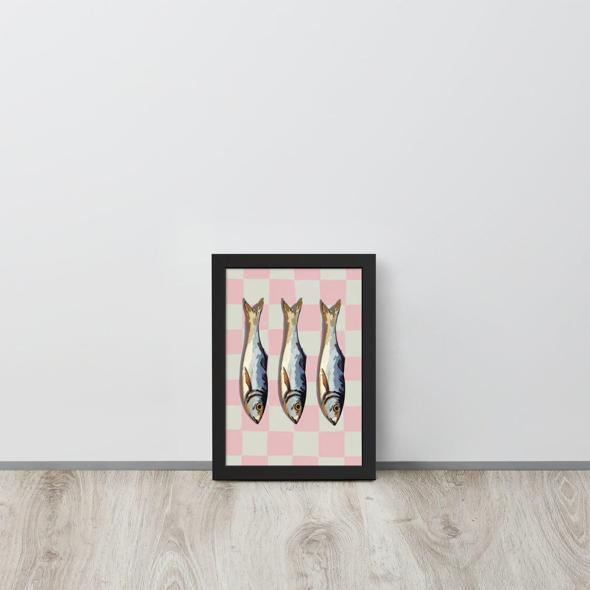 Mediterranean Sardines & Pink Checker Art Print Poster