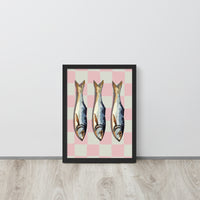 Mediterranean Sardines & Pink Checker Art Print Poster
