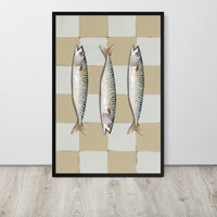 Mediterranean Sardines & Neutral Checker Framed Art Print
