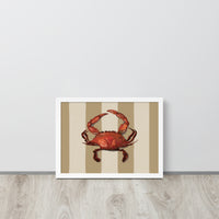 Mediterranean Crab & Neutral Stripes Framed Art Print