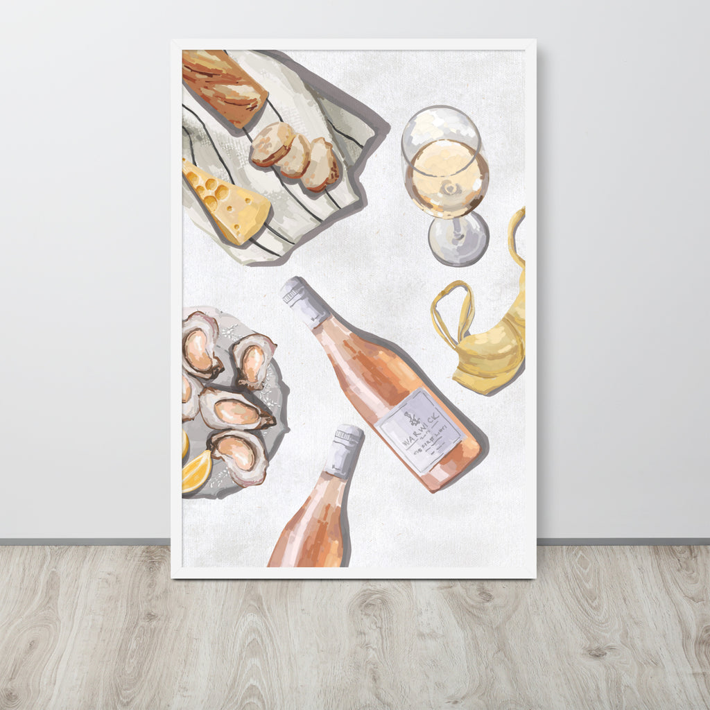 Mediterranean Food Platter, Wine, Oysters, Relax Framed Art Print ...