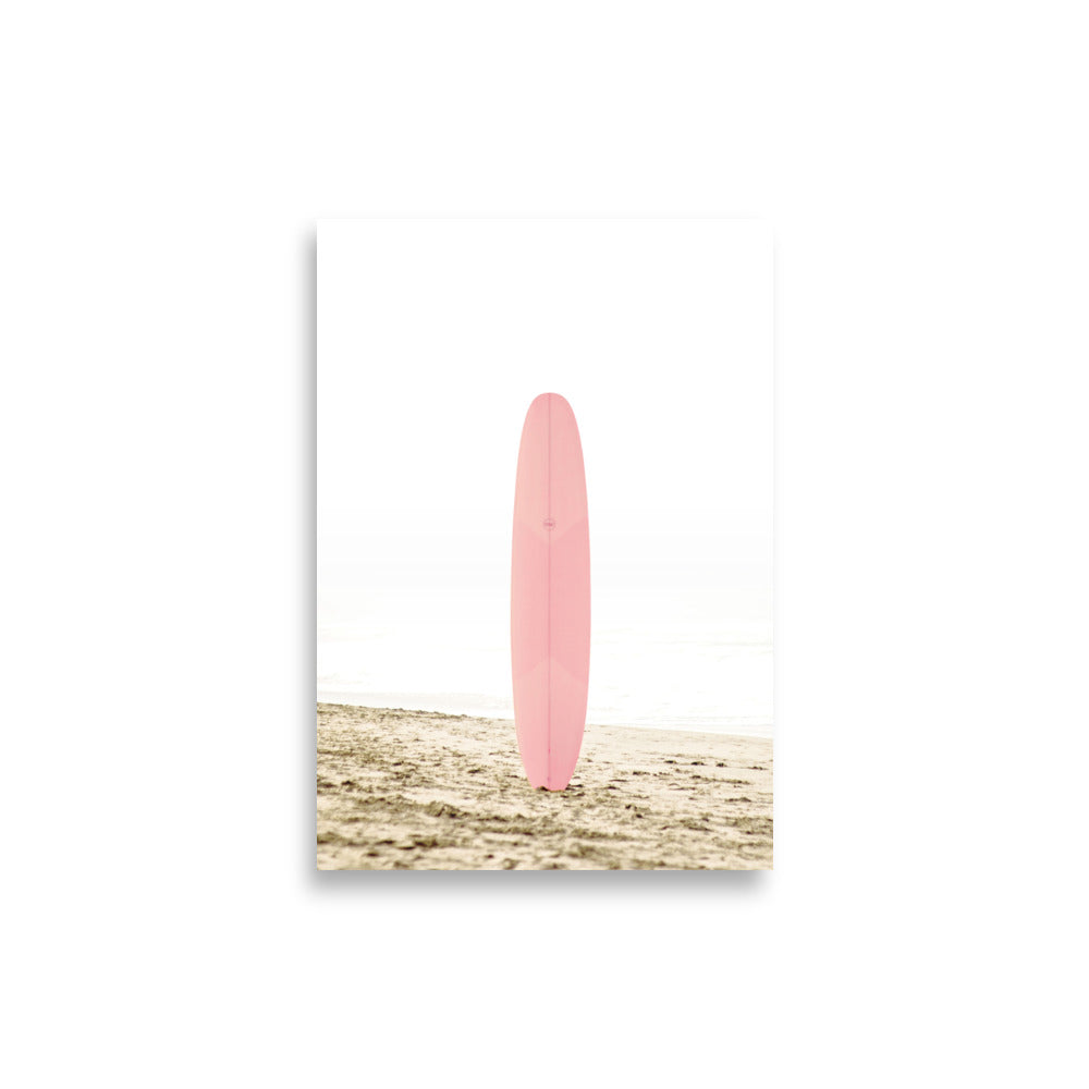 Pink Surfboard Beachscape Beach Art Print Poster