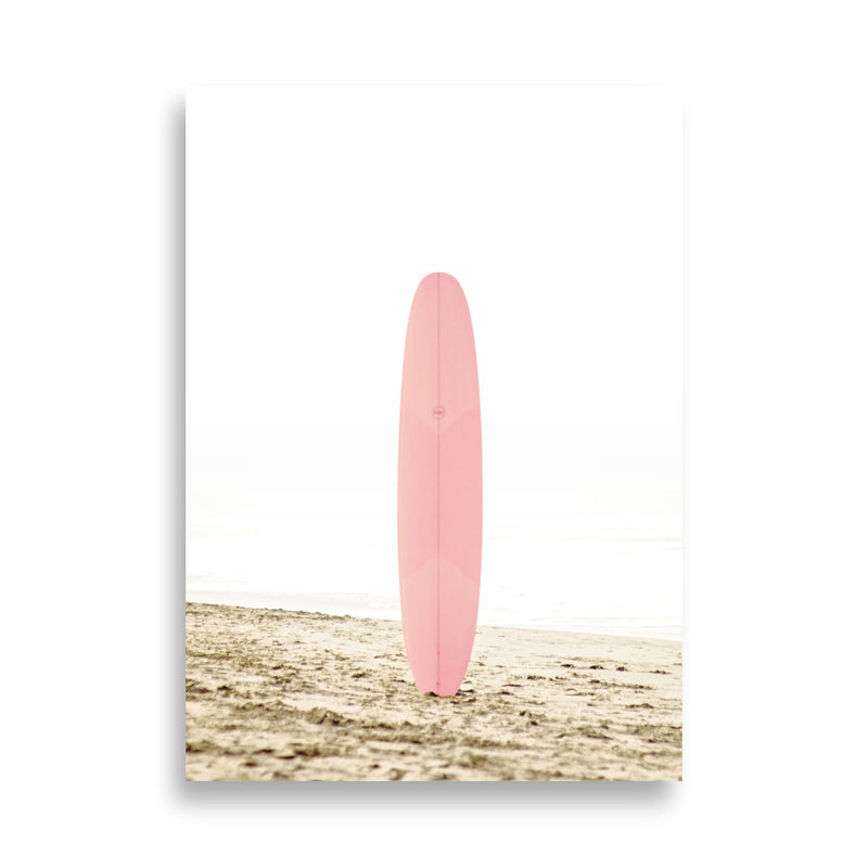 Pink Surfboard Beachscape Beach Art Print Poster