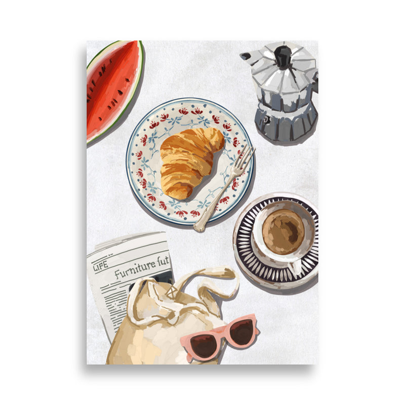 Mediterranean Breakfast & Coffee Art Print Poster